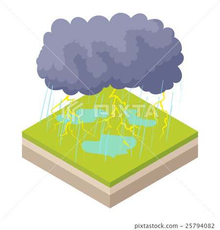 Thunderstorm icon in cartoon style Thunderstorm icon in cartoon style 25794082