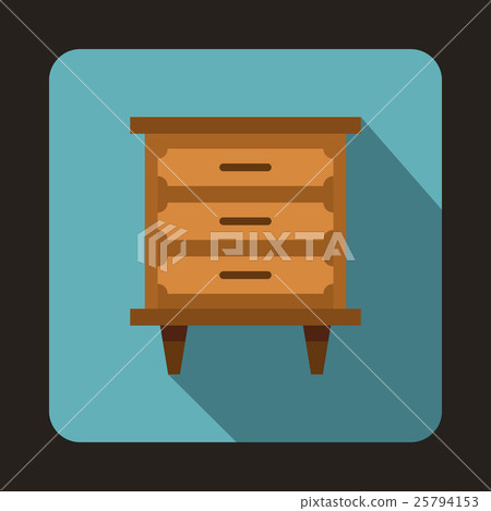 Wooden nightstand icon, flat style 25794153