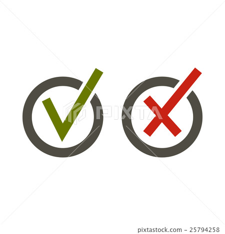 Signs of choice of tick and cross in circles icon 25794258