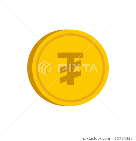 Gold coin with mongolian tugrik sign icon 25794323