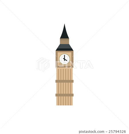 Big Ben clock icon, flat style 25794326