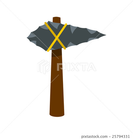 Ancient stone axe icon, flat style Ancient stone axe icon, flat style 25794331