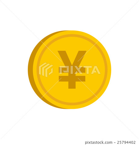 Gold coin with yen sign icon, flat style 25794402