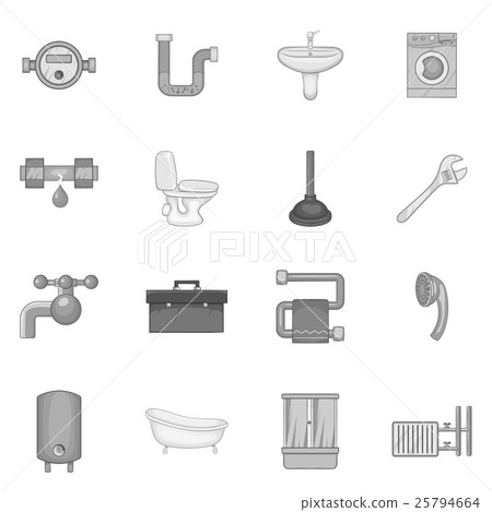 Bathroom icons set, black monochrome style 25794664