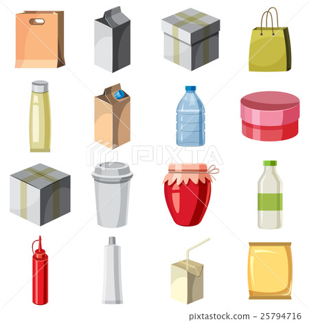 Package container icons set, cartoon style 25794716