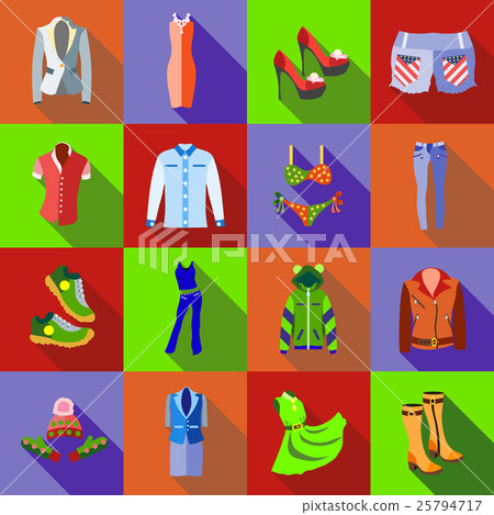 Woman clothes icons set, flat style 25794717