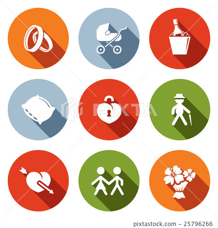 People's lives flat icons set 25796266