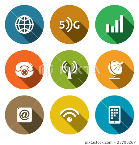 Communication and connection flat icons set Communication and connection flat icons set 25796267