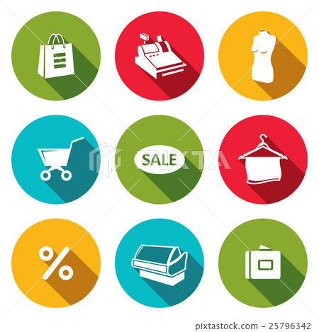 Shopping flat icons collection Shopping flat icons collection 25796342