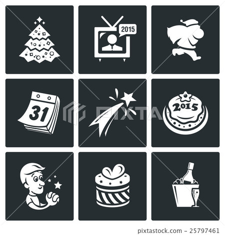 New year icons set 25797461