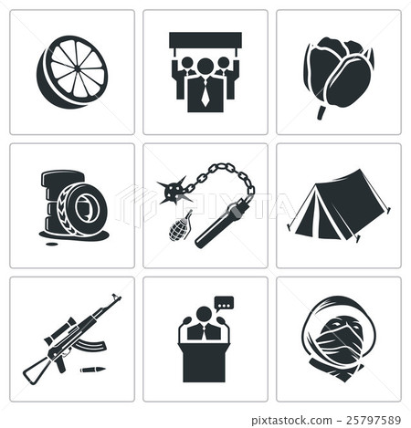 Orange Revolution Vector Icons Set 25797589