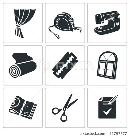 Sewing curtains service Vector Icons Set Sewing curtains service Vector Icons Set 25797777