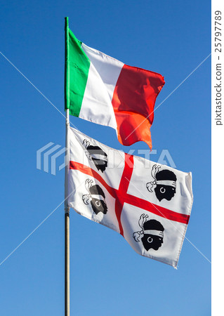 Sardinian and Italian flags Sardinian and Italian flags 25797789