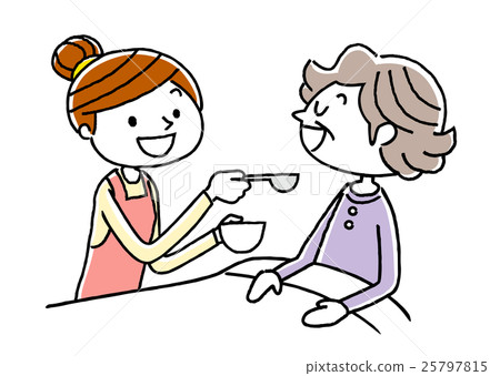 A young lady who helps senior women's meals A young lady who helps senior women's meals 25797815