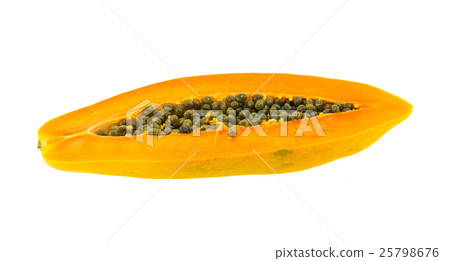 papaya fuit cut in half isolated on white backgoun 25798676