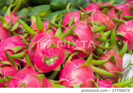 Dragon fruit on market stand, Thailand. 25798678