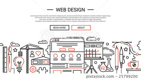 Web Design - line website banner temlate - Stock Illustration [25799200 ...