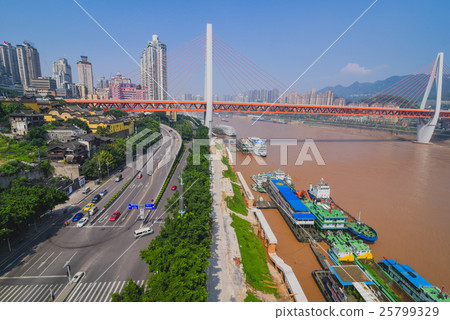 Skyscrapers and Yangtze River. Chongqing , China Skyscrapers and Yangtze River. Chongqing , China 25799329