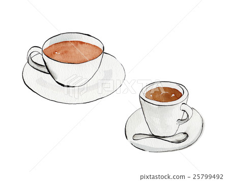 Hand-drawn illustrations of tea and coffee 25799492
