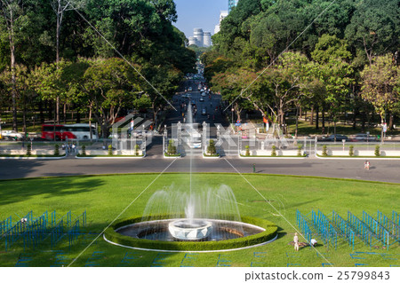 Rueuan street seen from the reunification hall (Former Presidential Palace) in Ho Chi Minh City, Vietnam 25799843
