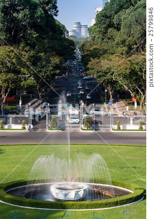 Rueuan street seen from the reunification hall (Former Presidential Palace) in Ho Chi Minh City, Vietnam 25799846
