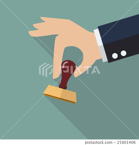 Business hand holding stamp 25801406
