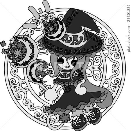 Illustration of a fashionable cute witch girl 25801822