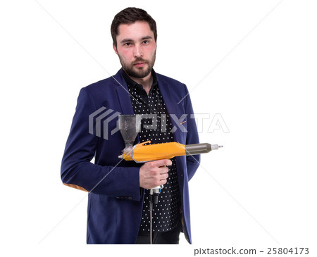 Serious man with powder gun Serious man with powder gun 25804173
