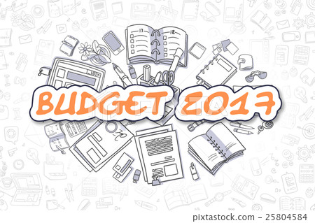 Budget 2017 - Cartoon Orange Word. Business 25804584