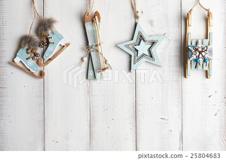 Christmas decorations on wooden background Christmas decorations on wooden background 25804683
