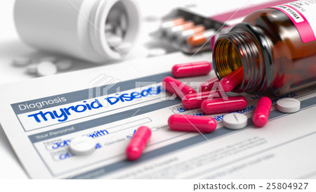 Thyroid Disease - Phrase in Medical History. 3D. 25804927