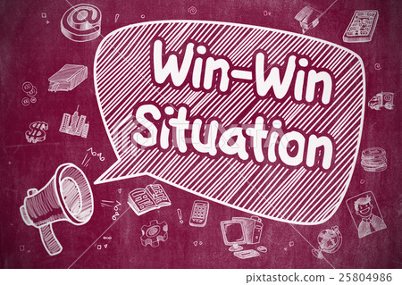 Win-Win Situation - Doodle Illustration on Red 25804986
