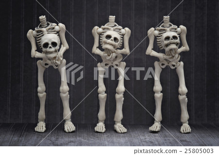 Three skeletons holding their own head 25805003