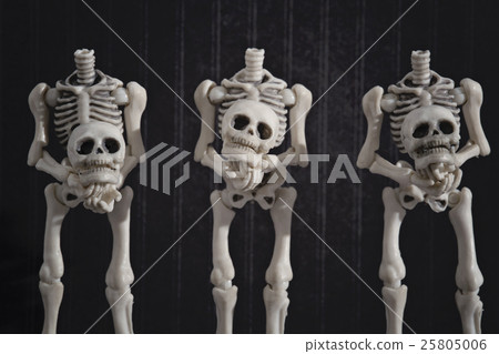 Three skeletons holding their own head 25805006