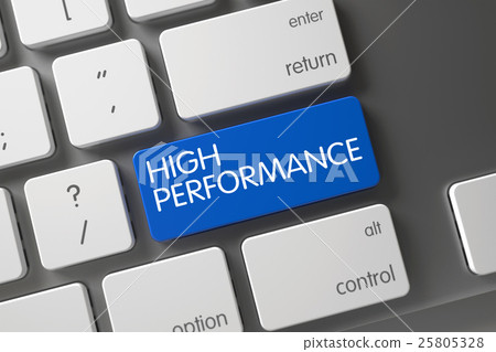 Blue High Performance Button on Keyboard. 3D. Blue High Performance Button on Keyboard. 3D. 25805328