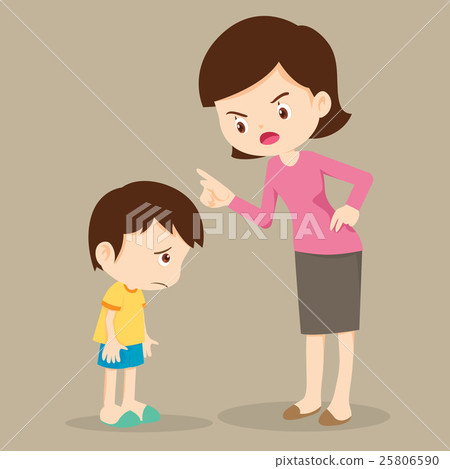 Mother angry at her son and blame - Stock Illustration [25806590] - PIXTA