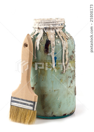 old container of paint on a white background old container of paint on a white background 25808173