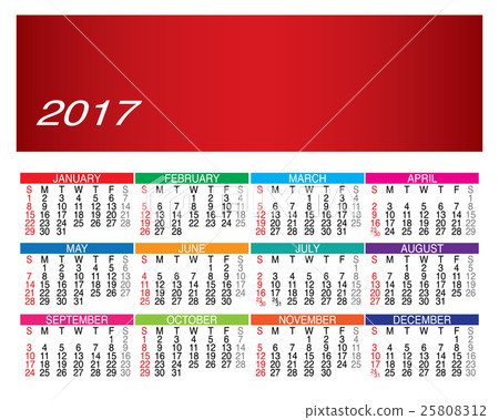 2017 Calendar, 12 Months, vector 2017 Calendar, 12 Months, vector 25808312