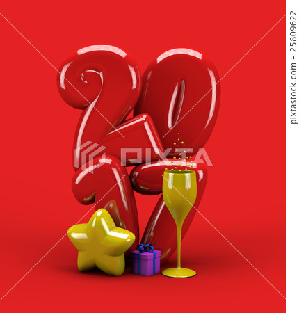 3d illustration new year 2017 balloon typography 3d illustration new year 2017 balloon typography 25809622