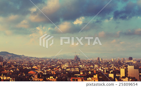 Barcelona in sunset time, Spain Barcelona in sunset time, Spain 25809654