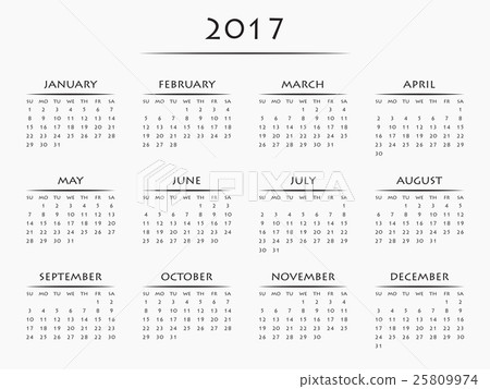 Calendar for year 2017 Calendar for year 2017 25809974