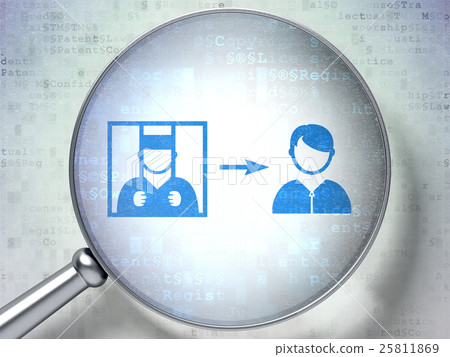 Law concept: Criminal Freed with optical glass on 25811869