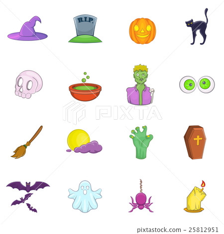 Halloween icons set, cartoon style 25812951
