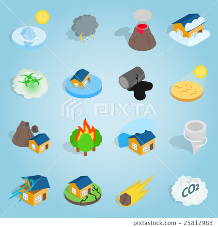Natural disaster catastrophe isometric set Natural disaster catastrophe isometric set 25812983