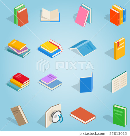 Book set icons, isometric 3d style 25813013