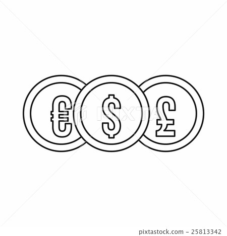 Euro dollar pound coin icon, outline style Euro dollar pound coin icon, outline style 25813342