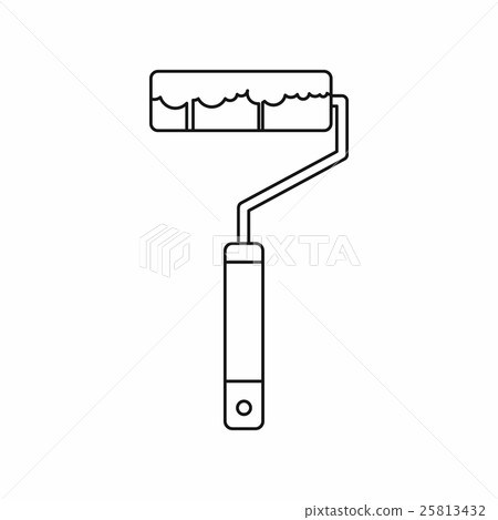Paint roller icon in outline style 25813432