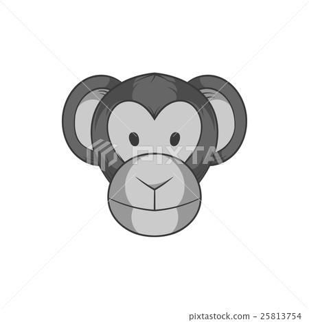 Monkey face icon, black monochrome style 25813754