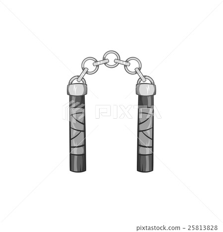 Combat nunchaku icon, black monochrome style 25813828