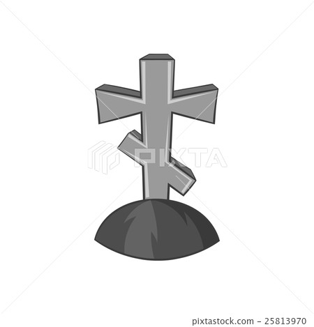 Grave cross icon, black monochrome style Grave cross icon, black monochrome style 25813970